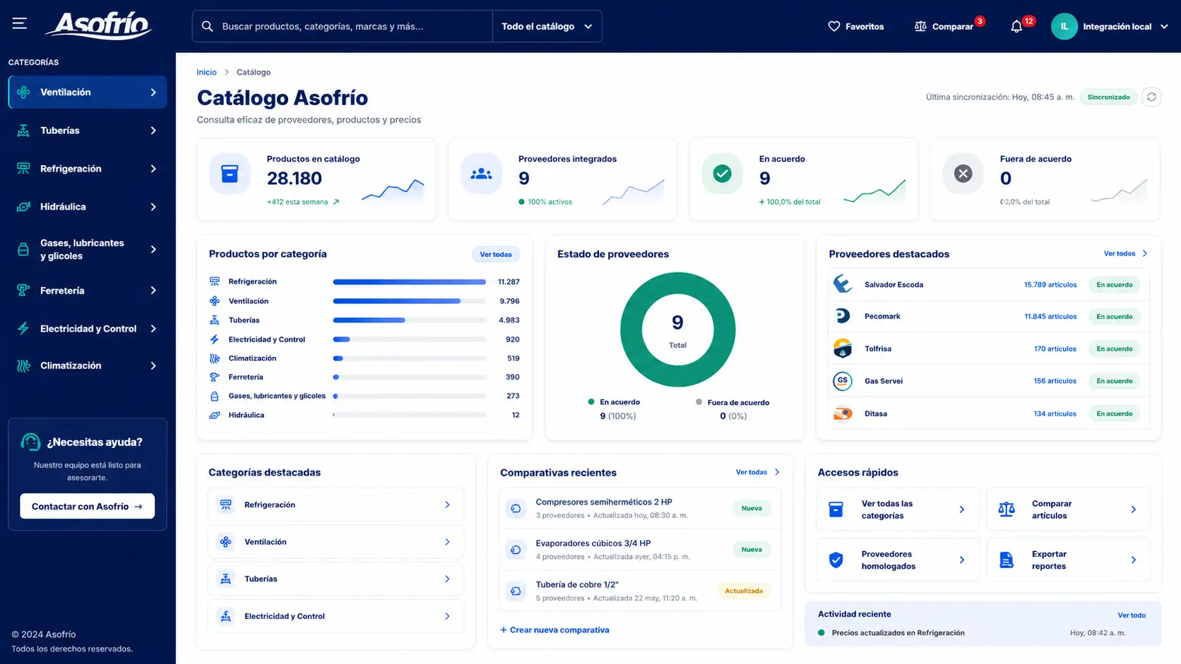 Detalle del marketplace en la intranet de socios de Asofrío